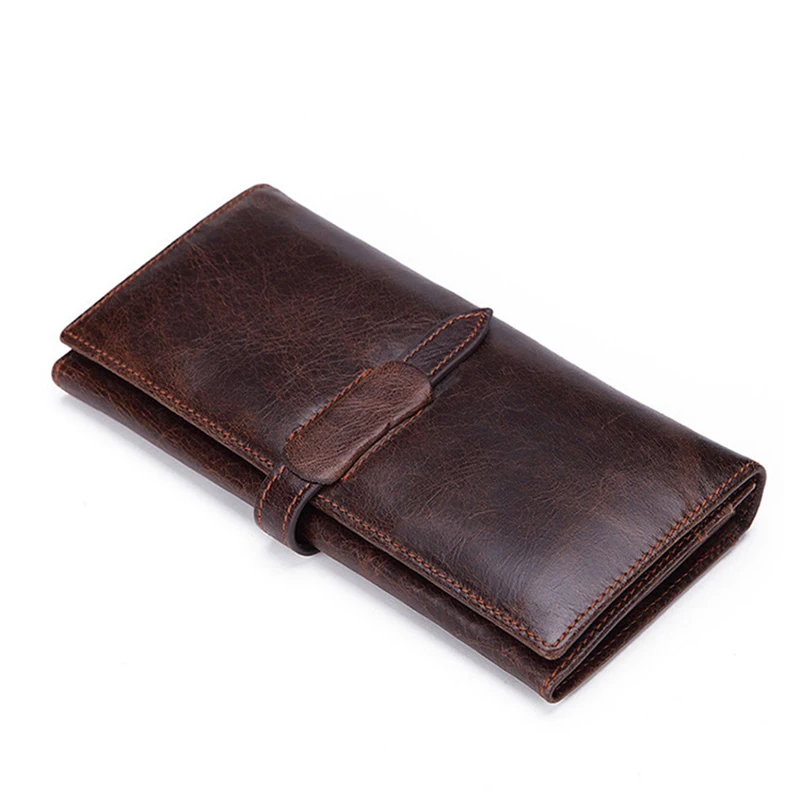 

New Cowskin Leather Men Clutch Wallet Long Bifold Men's Cash Dollar Purse Credit ID Cardholder Cell Phone Pouch Bag