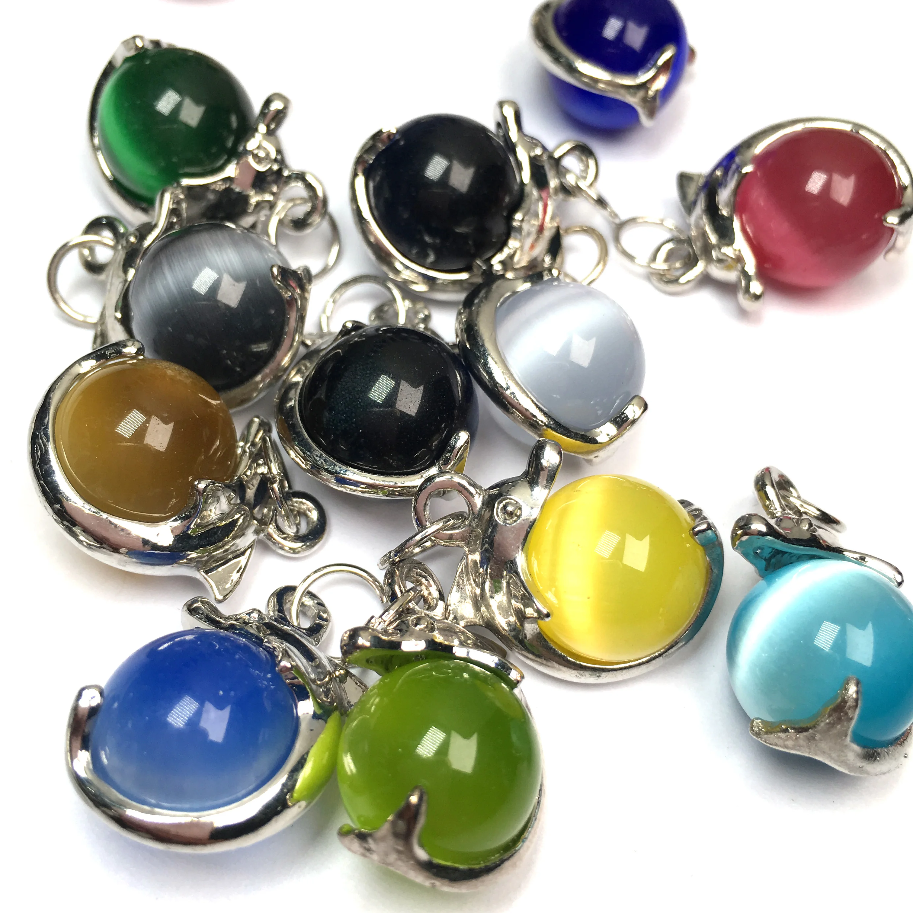 

Natural Stones Cute Animal Dolphins Cat Eye Stone Small Beads Pendants for Jewelry Making DIY Necklaces Accessories 15x22mm