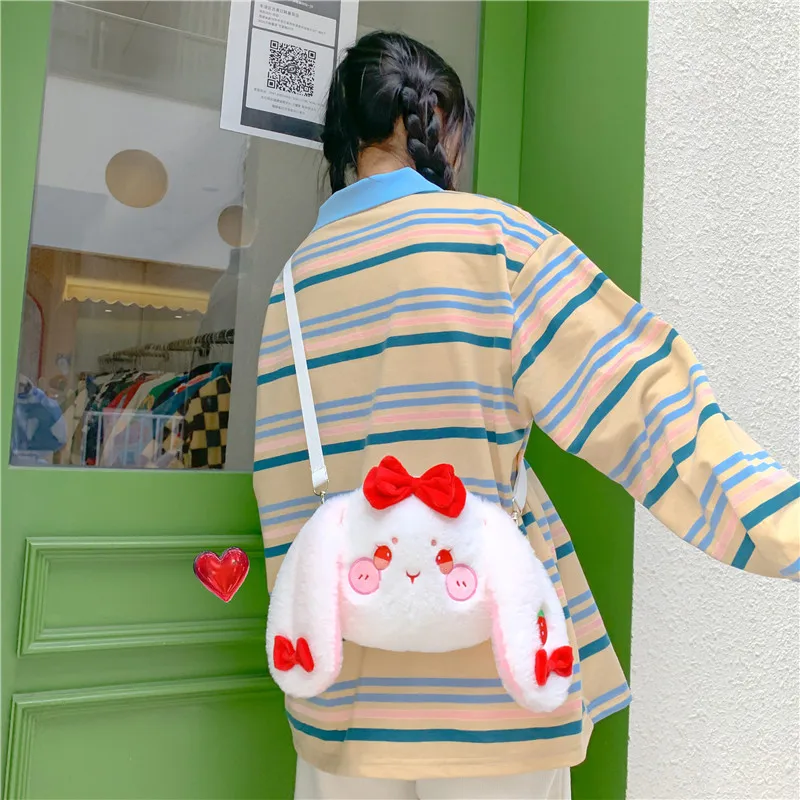 

Girls Kawaii Furry Doll Long Ear Rabbit Messenger Bags Cute Bunny Phone Purse Lolita Crossbody Shoulder Bag Fashion Japanese Bag