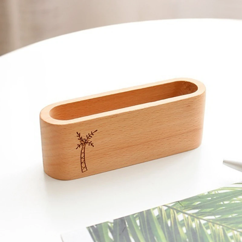 

Desktop Wooden Name Cards Case Business Card Display Holder 20 Sheets Capacity