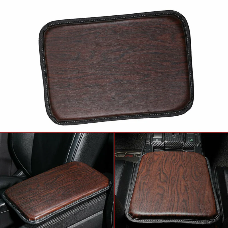 

Car Accessories Leather Seat Armrest Cover Luxury Wood Grain Armrest Protection Pad Car Decoration Center Console Cushion Mat