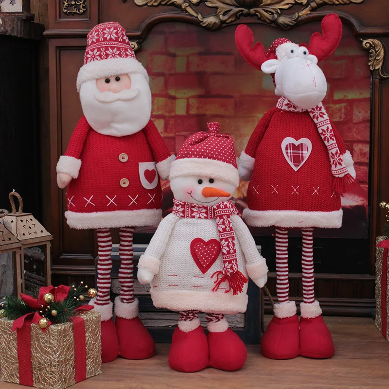 

Big size red Christmas doll retractable Santa Claus snowman elk toy Christmas doll Christmas gift for children