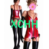 sexy latex woman full body suit women catsuits sets vestglovesunderwearstockings halloween costumes for women