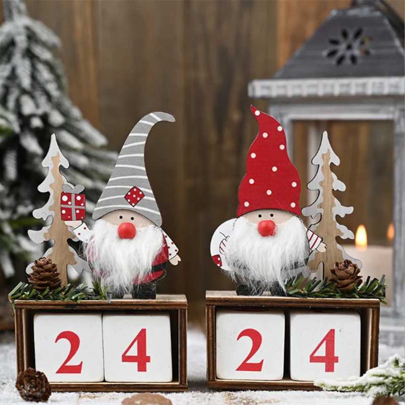 

Wooden Christmas Advent Calendar Merry Christmas Decorations for Home Noel Xmas 2021 New Year Gifts Santa Claus Ornament Navidad