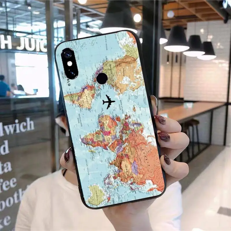 

world map Phone Case For Xiaomi Redmi 7 8 9t 9se k20 mi8 max3 lite 9 note 9s 10 pro