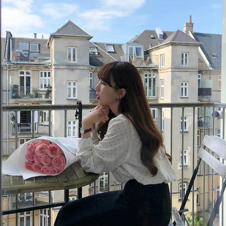 Новинка Весенняя винтажная рубашка в горошек женские топы с длинным рукавом