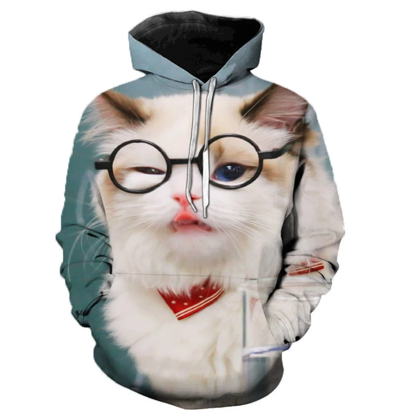 

Girls Casual 3d Cat Hoodie Drawstring Round Neck Hoodie Women Long and Loose Pullover Oversized Dropshipping
