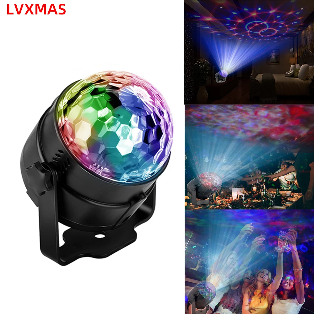 

5w RGB Christmas Decor Disco Ball Stage Lights LED Sound Activated Laser Christmas Party Supplies Colorful Kids Gifts Christmas