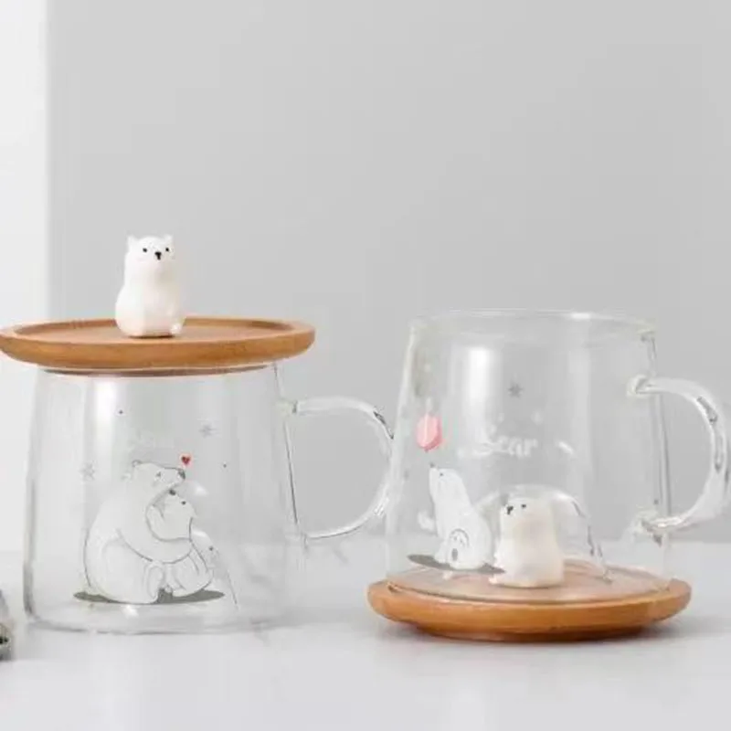 450 мл стеклянная чашка для воды кружка посуда напитков Милая бутылка молока Кофе