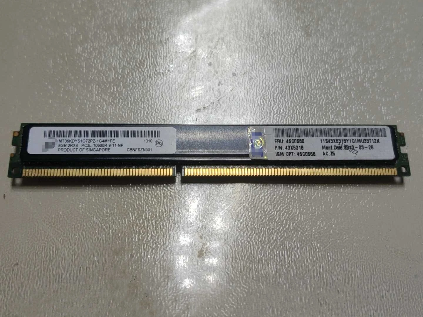 

Серверная память для Micron DDR3L ECC REG 8G 1333 МГц 2RX4 PC3L 10600R, полувысота