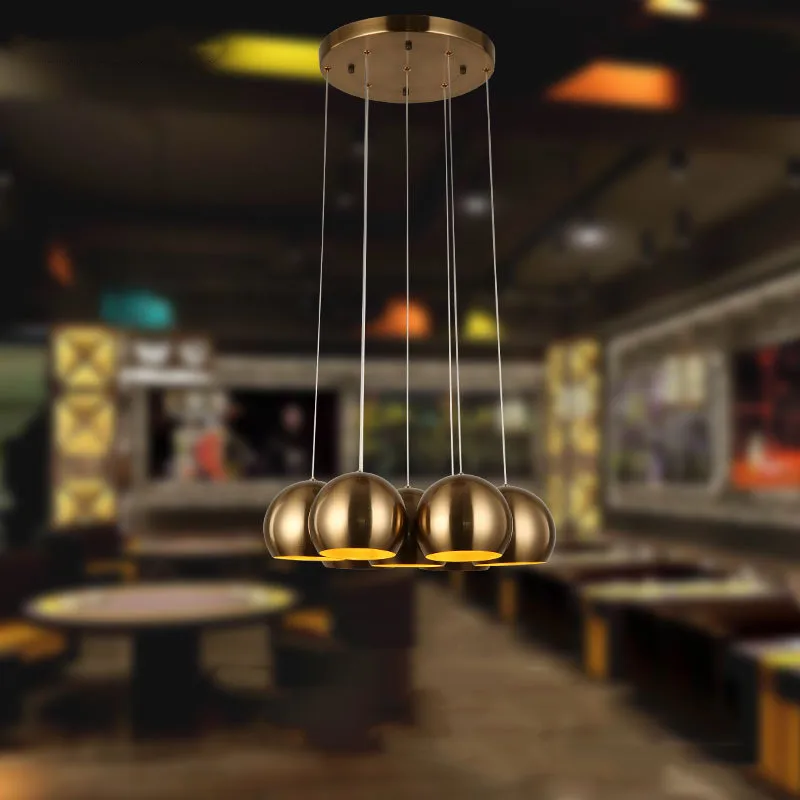 

Retro Round Copper Dining room Living room Pendant Lights Coffee Shop Bar Pendant Lamp Loft Hanging Light Fixtures Nordic Lamp