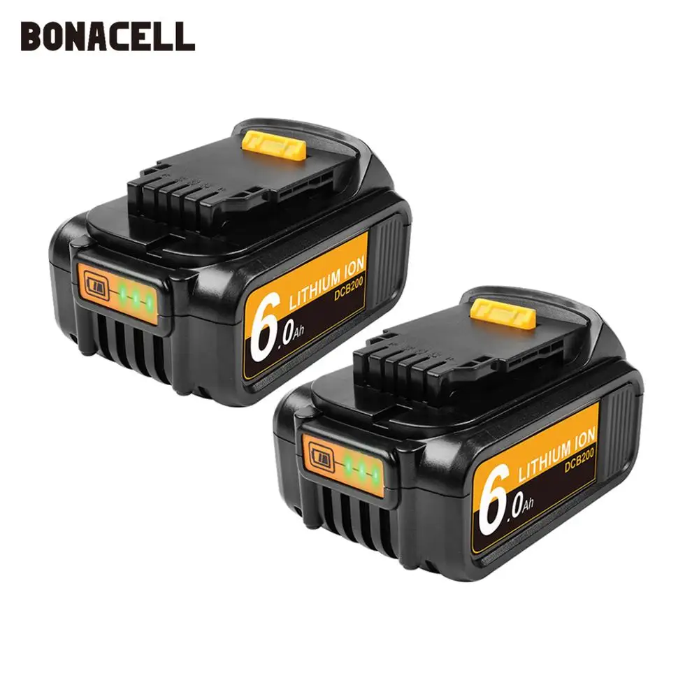 Bonacell 6000 мА/ч 18V макс XR для Dewalt Мощность инструмент Батарея DCB180 DCB181 DCB182 DCB201 2 DCB200 DCB204