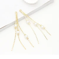 xuqian high quality minimalist pearl earring tassel thread with 522 8mm for unique jewelry components a0084