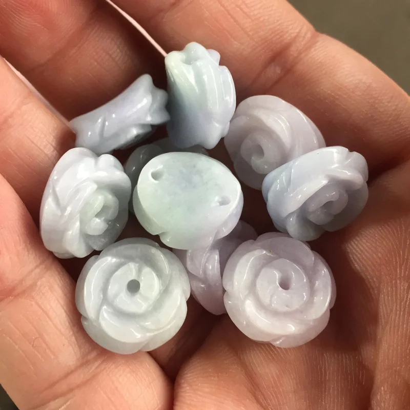 2 шт. круглые бусины натуральный сиреневый свет зеленый тип А ядеитовый нефрит