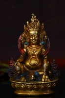 4tibet temple collection old purple bronze gilt mosaic gem huang caishen yellow god of wealth buddha sitting buddha town house