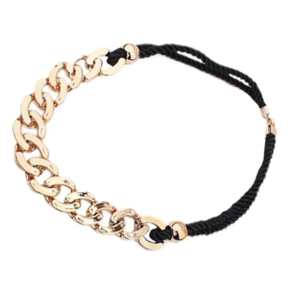 

70% Hot Sell Women's Stylish Rock Punk Style Braided Ropes Curb Chain Statement Necklace