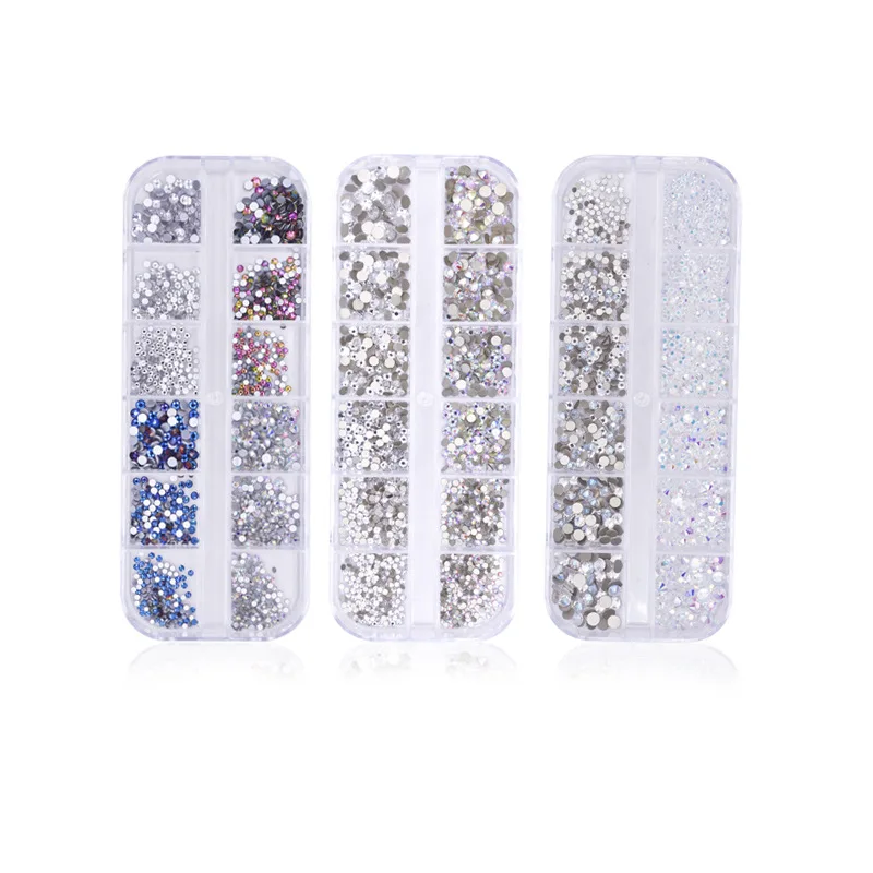 

White Flat Acrylic Diamond Glitter AB Rhinestones Crystal DIY Nail art decorations Manicure tools Accessories