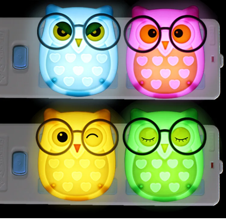 Owl Baby Night light Automatic Sensor Light Control Lamp Plug Child Kids Room Led Animal Socket veilleuse | Лампы и освещение