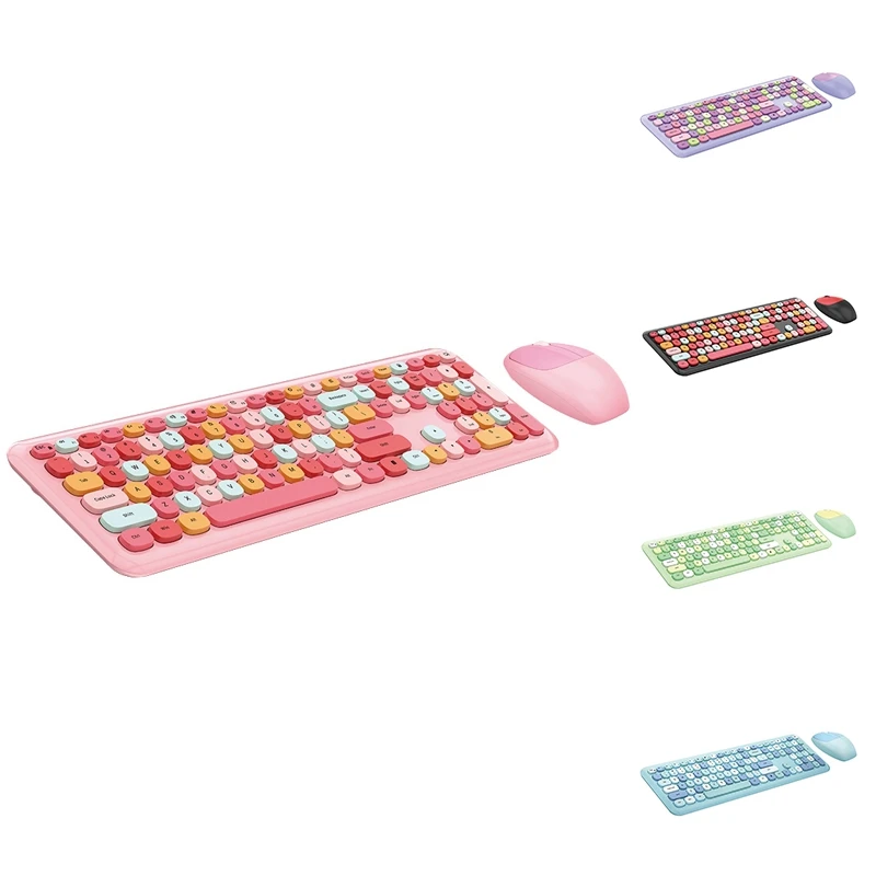 

Клавиатура и Мышь Беспроводной Цвет губная помада круглая шляпа клавиатура 110 ключи для Windows XP / Win7 / Win8 / Win10