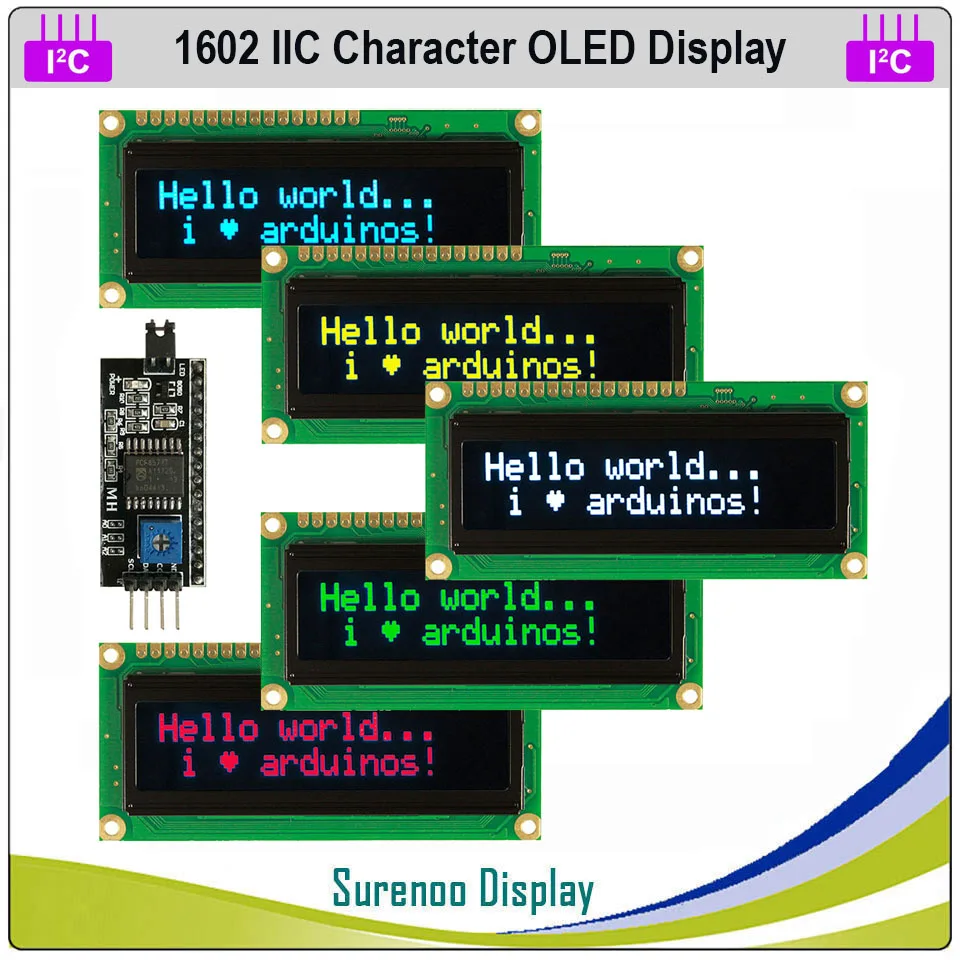 Real OLED Display, IIC/I2C/TWI 1602 162 16*2 Serial Character LCD Module Display Screen LCM