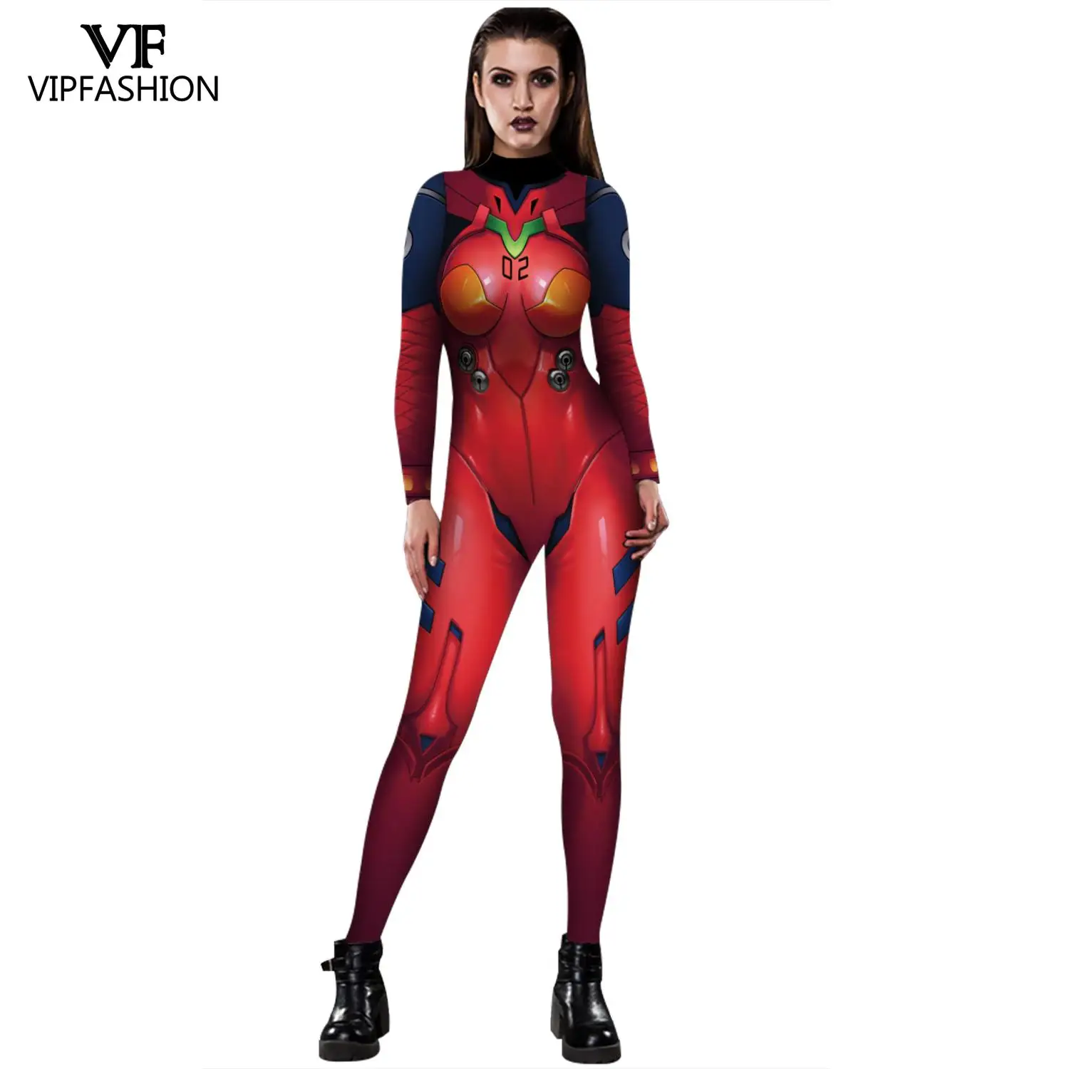 

VIP FASHION Women 3D Printed Evangelion Asuka Langley Soryu Jumpsuits Anime Comic Zentai Suit Bodysuit Halloween Cosplay Costume