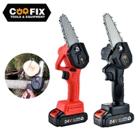 coofix 24v electric cordless mini chainsaw household garden tree logging trimming saw lithium battery pruning chainsaw