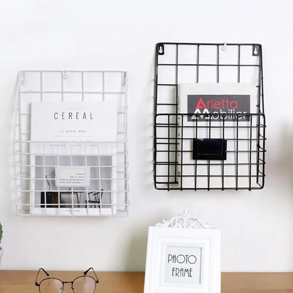 

Wrought Iron Magazine Rack Innovative Simple Wall Decorative Rack Newspaper Document File Storage Shelf Magazine File Organizer