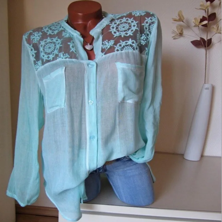 Женские топы и блузки больших размеров 5XL кружевные лоскутные повседневные