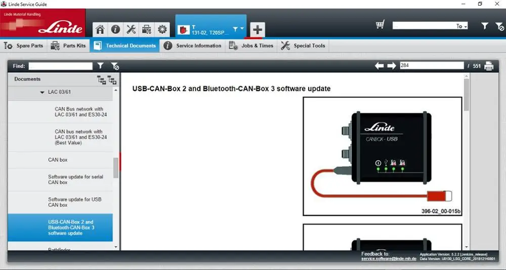 Руководство по обслуживанию Linde LSG 5.2.2 обновление данных до U0810 [1/2017] и u0130 [12 2018] U0159
