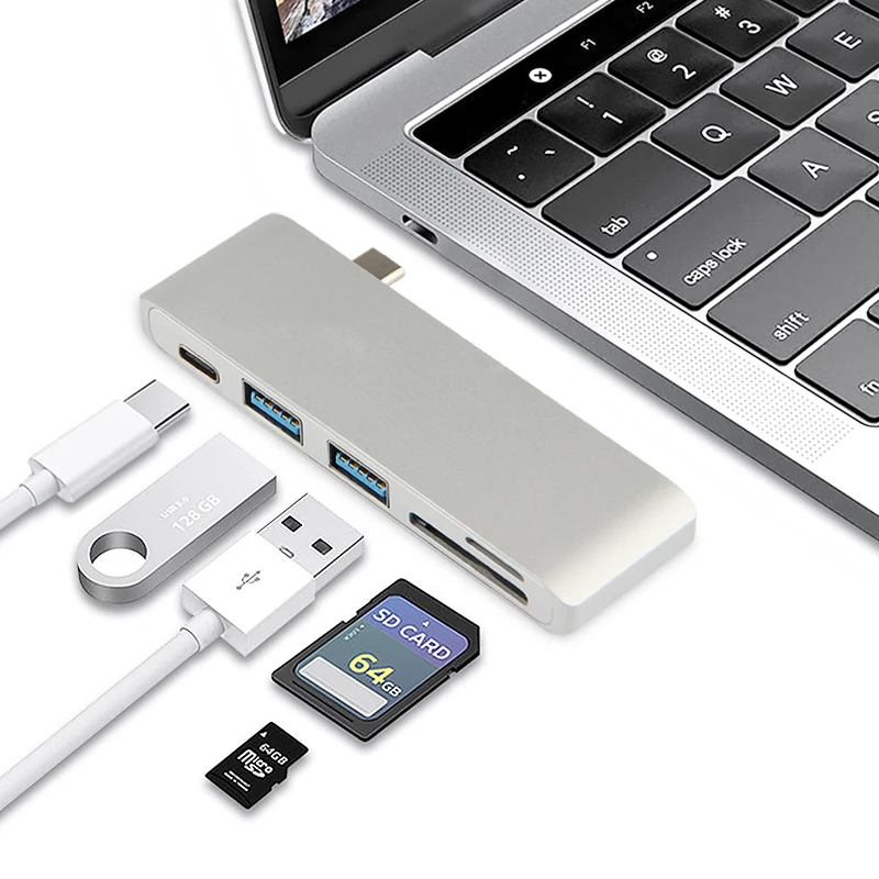 Ajiuyu USB 3,1 тип-c концентратор к HDMI адаптер 4K Thunderbolt 3 USB C концентратор с концентратором 3,0 TF считыватель SD карт слот PD для MacBook Pro/Air