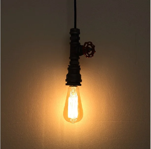 

Retro Industrial Black Pipe Pendant Light Wrought Iron Hanging Lamp Shade Steampunk Faucet plumbing lighting fixtures