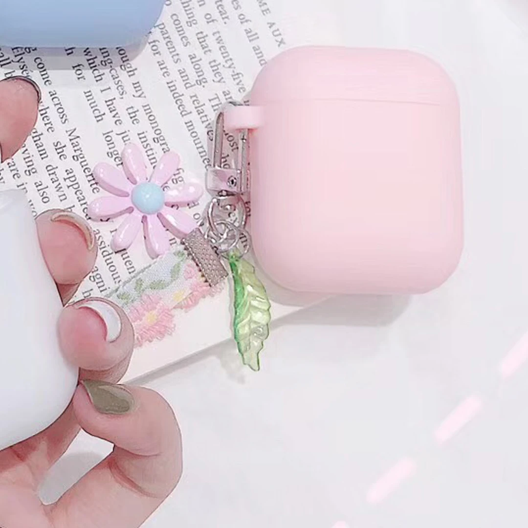 Чехол для Air pods 1/2 для AirPods Pro, роскошный цветочный подвесной брелок с орнаментом, аксессуары, силиконовый чехол, беспроводной чехол для наушников - Цвет: pink For AirPods 1 2