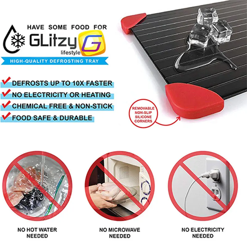 fast defrosting tray thaw frozen food meat fruit quick aluminum alloy steel plate board defrost kitchen gadget tool free global shipping