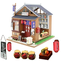 japanese style pub diy doll house furnitures creative house model assembling dollhouse toys oyuncak for children birthday gift