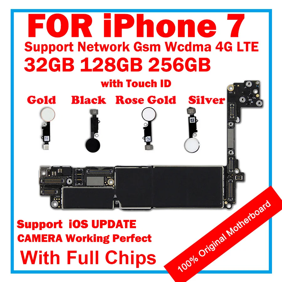 Материнская плата для iphone 7 с Touch ID/без ID Заводская оригинальная разблокированная