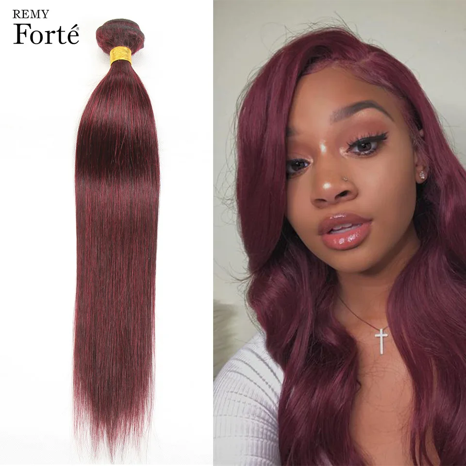Красные пряди человеческих волос Remy Forte 99j бразильские прямые 30 дюймов