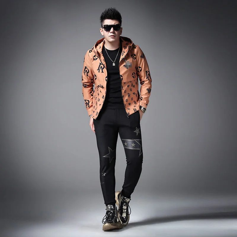 

2020 Spring and Autumn New Letter Print Hooded Jacket Jacket Korean Edition Leisure Fashion High-grade Coat Men