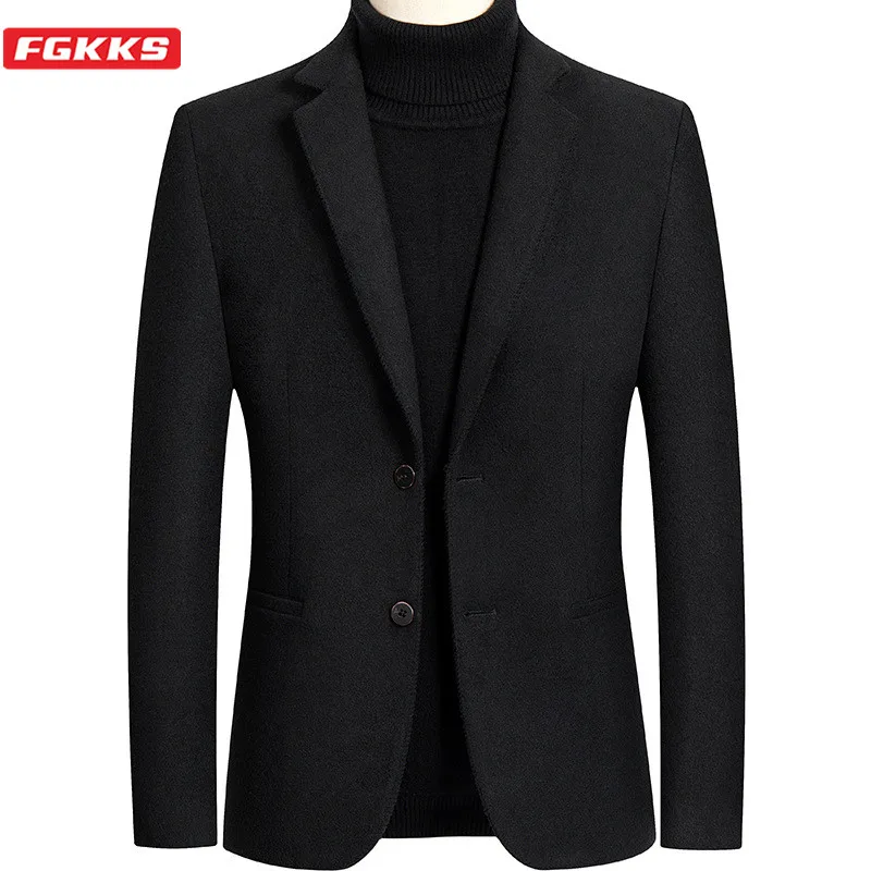 

Мужской Блейзер на одной пуговице FGKKS, повседневный деловой пиджак в британском стиле