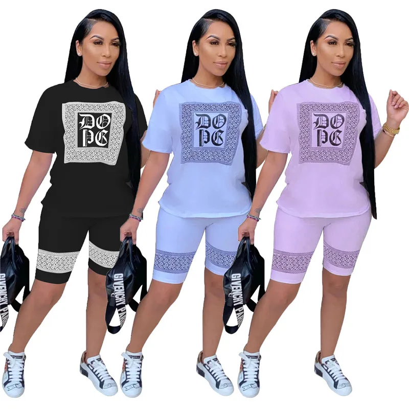 Женский спортивный костюм с круглым вырезом летний комплект из двух предметов в