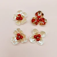 10pcslot 35mm38mm alloy rhinestone buttons shell pearl flower heart jewelry accessories bride bouquet flower diy bag hairmater