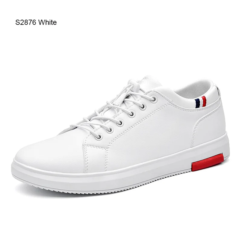 S2876 White Мужские дышащие кроссовки SUROM, летне-весенние повседневные износостойкие туфли с круглым носком, удобные белые туфли на плоской подошве - Цвет: S2876 White
