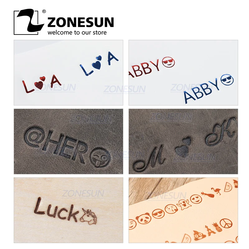 ZONESUN Пользовательский логотип штамповочная форма название термопресс пресс