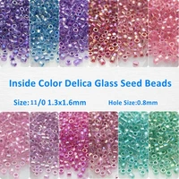 110 imitation delica beads 1 3x1 6mm japan glass seed beads inside color spacer bead for french embroidery diy accessories 10g