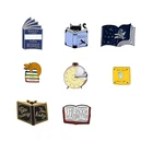 Коллекция книг! Мини юбка-пачка, магическая книга твердым эмалиевым покрытием Мультфильм шпилька с подвеской Кот с надписью I Love книги значок джинсовая рубашка лацкан, ювелирные изделия в качестве подарка