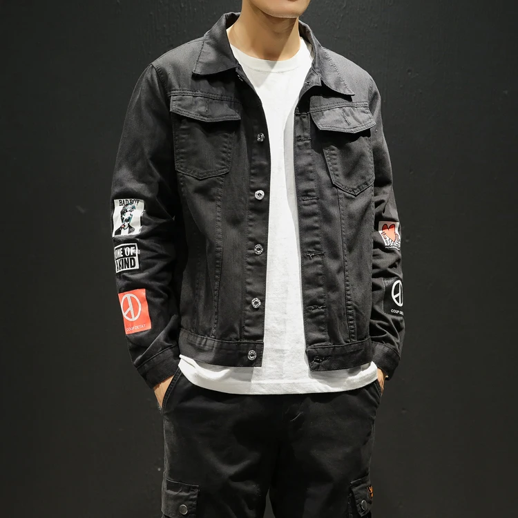 

2020 Men's Casual Denim Jacket Spring New Thin Men's Printed Jacket Slim Fashion Men's Solid Color Single-breasted Denim Jacket