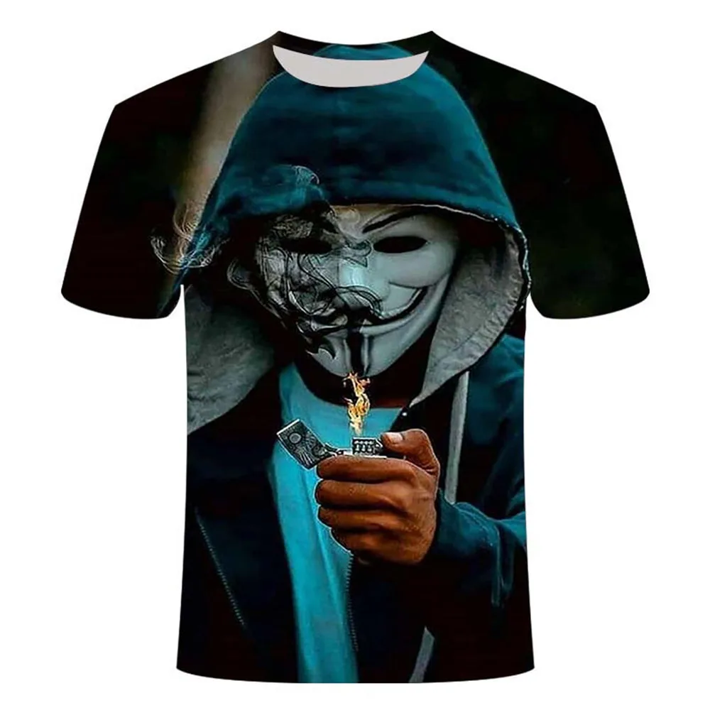 

Men's wild face casual O-neck male 3DT shirt print clown short-sleeved funny T-shirt 2021 new summer T-shirt men's clothing