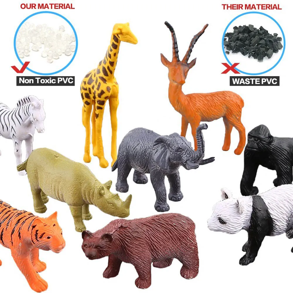 

53pcs Jungle Animal Model Simulation Animal World Toy Set Diy Building Blocks Animal Figures Toys For Children Kids Gifts