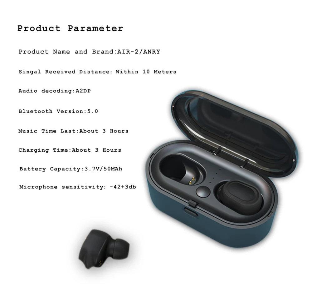 ANRY настоящие беспроводные наушники Bluetooth 5,0 в уши 3D стерео TWS наушники авто-пара беспроводные гарнитуры с микрофоном высокой четкости