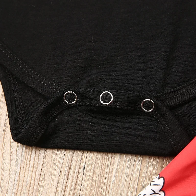 Детский костюм из трех предметов черный хлопковый топ + юбка с принтом красный