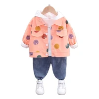 new spring autumn children fashion clothes baby boys girls print jacket hoodie pants 3pcssets kids infant cartoon sportswear
